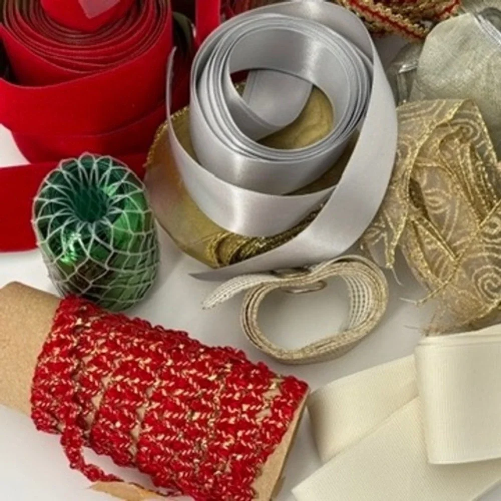 Christmas Ribbon Lot Vintage Offray Dillards Velvet Satin Metallic Spools